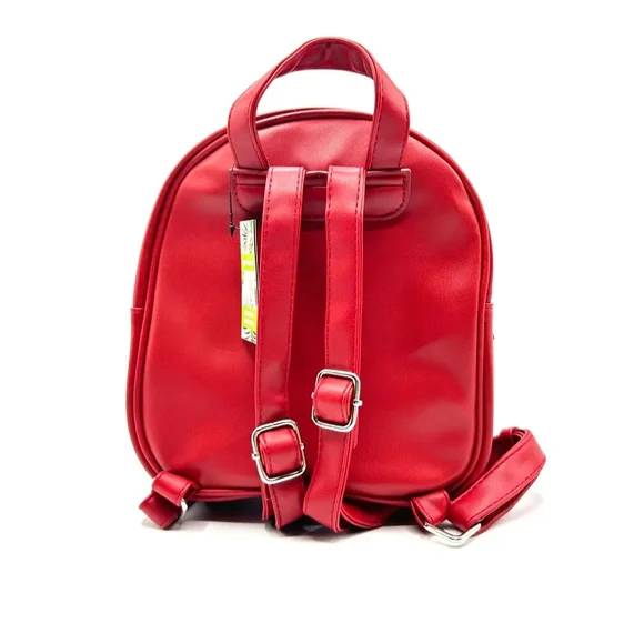 Chic Red Quilted Mini Backpack with Silver Accents - banga.ng display picture 3